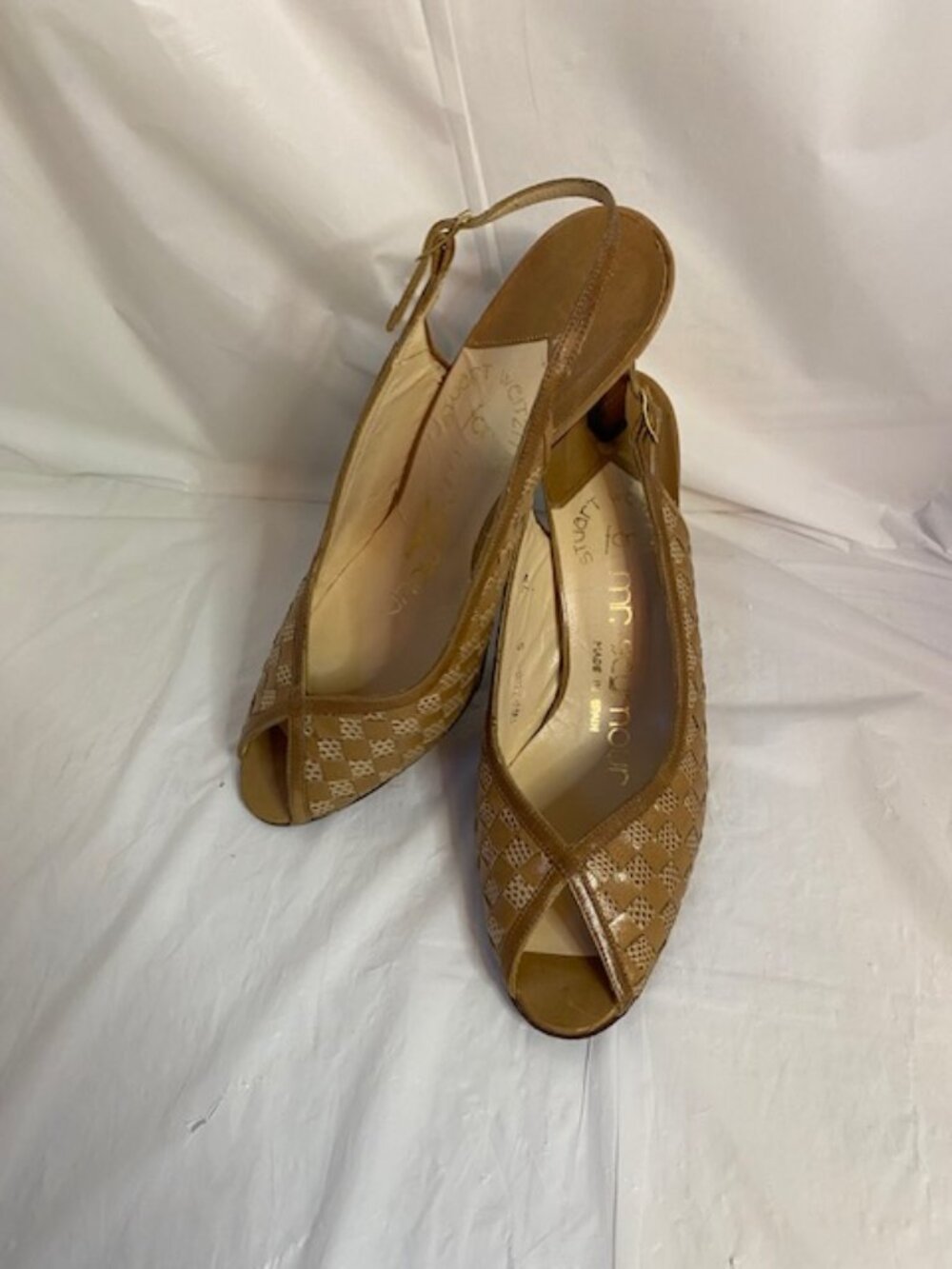 Stuart Weitzman For Mr Seymour Brown Leather Peep Toe heels, women's  Size 7.5M